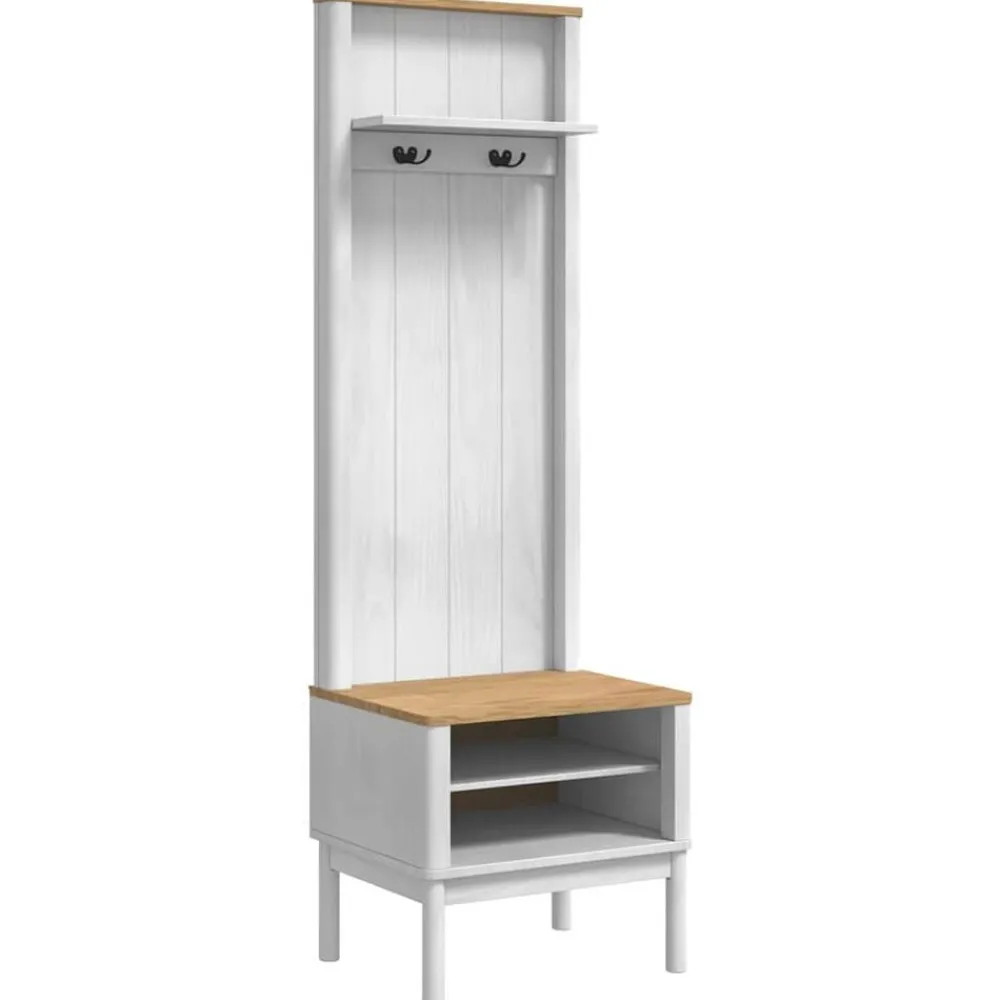 Bancs-vidaXL Meuble de couloir avec étagère FLORO 50 x 40 x 158 cm Blanc