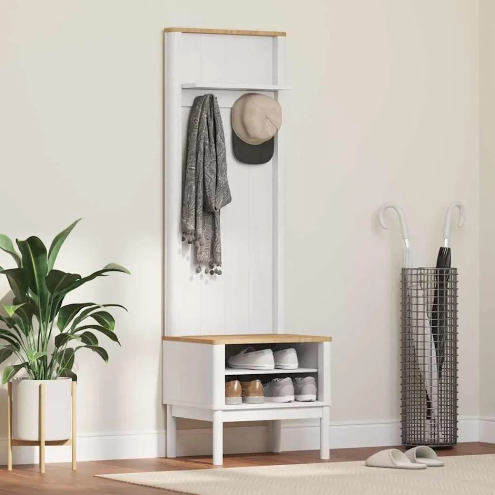 Bancs-vidaXL Meuble de couloir avec étagère FLORO 50 x 40 x 158 cm Blanc