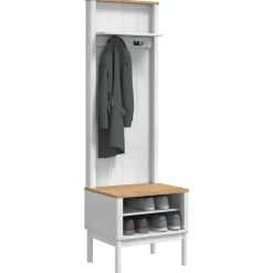 Bancs-vidaXL Meuble de couloir avec étagère FLORO 50 x 40 x 158 cm Blanc
