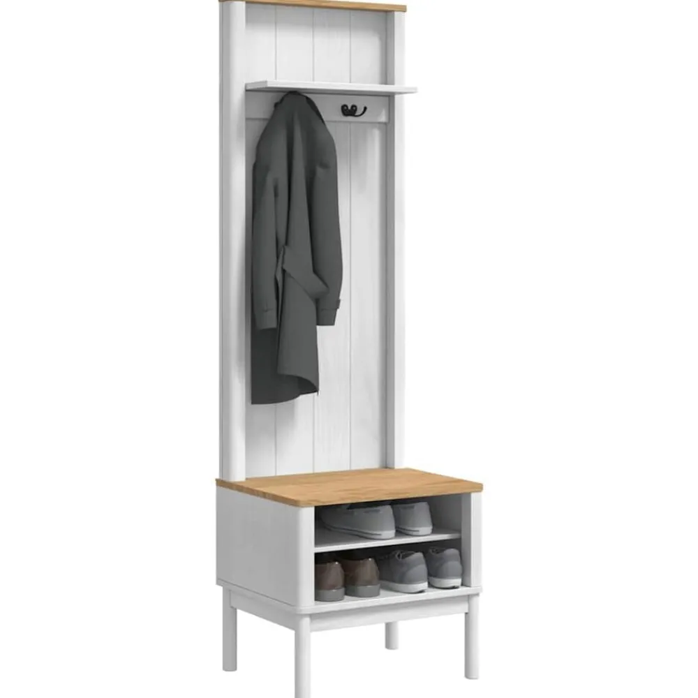 Bancs-vidaXL Meuble de couloir avec étagère FLORO 50 x 40 x 158 cm Blanc