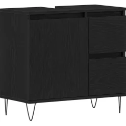 vidaXL Meuble de Lavabo de Salle de Bain Chêne noir 65 x 33 x 60 cm