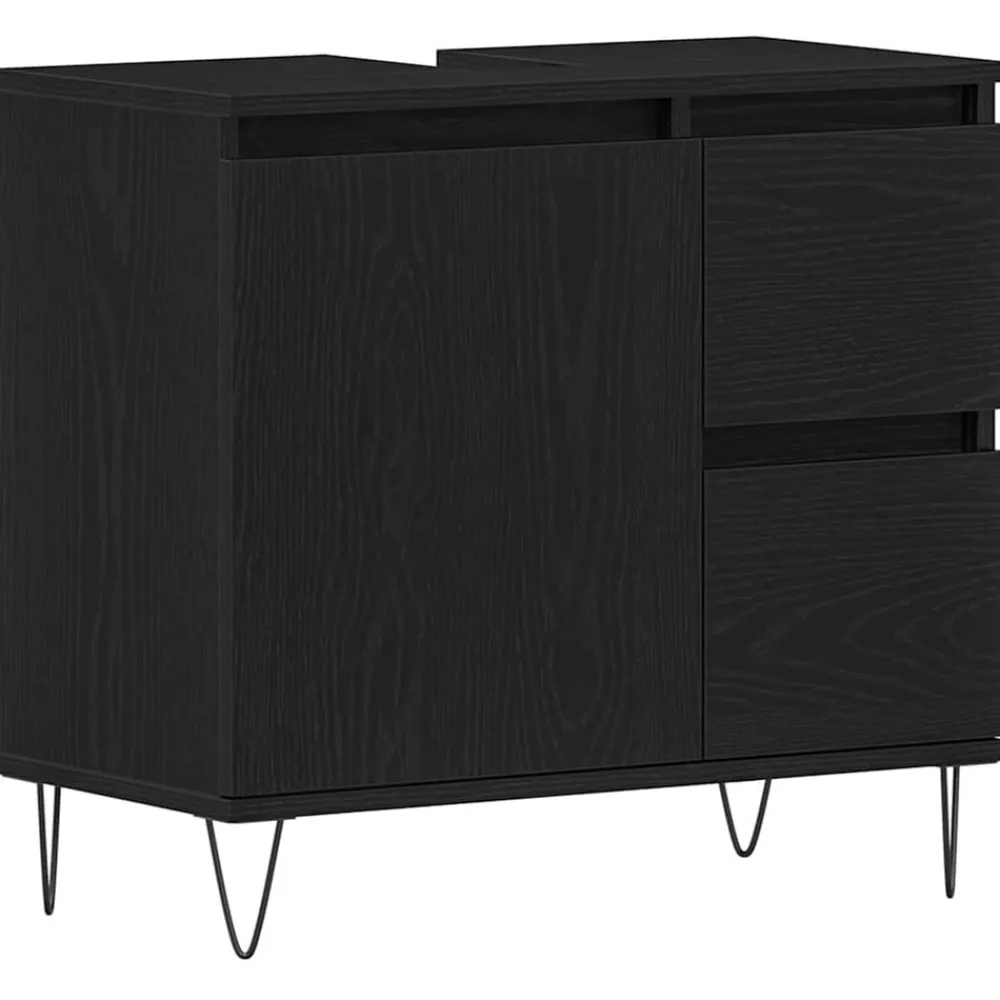 vidaXL Meuble de Lavabo de Salle de Bain Chêne noir 65 x 33 x 60 cm