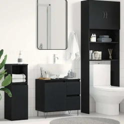 vidaXL Meuble de Lavabo de Salle de Bain Chêne noir 65 x 33 x 60 cm