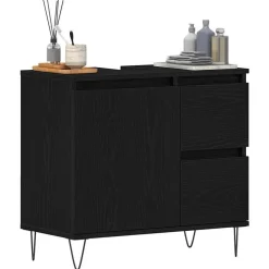 vidaXL Meuble de Lavabo de Salle de Bain Chêne noir 65 x 33 x 60 cm