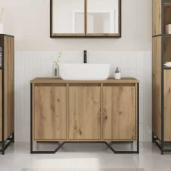 Ensembles De Meubles-vidaXL Meuble de Lavabo de Salle de Bain avec stockage Chêne artisanal ch&ecirc;ne artisanal