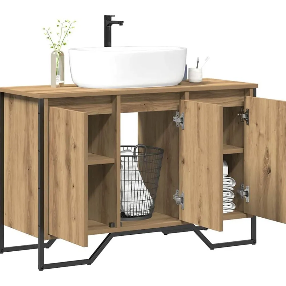 Ensembles De Meubles-vidaXL Meuble de Lavabo de Salle de Bain avec stockage Chêne artisanal chêne artisanal