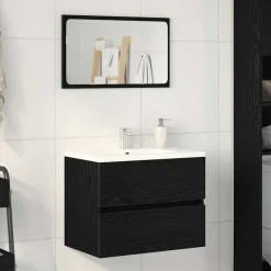 vidaXL Meuble de Lavabo de Salle de Bain Chêne noir 60 x 38,5 x 45 cm