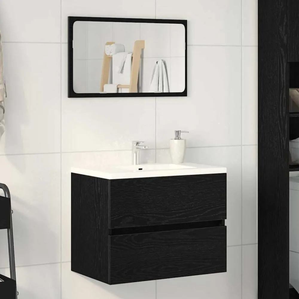 vidaXL Meuble de Lavabo de Salle de Bain Chêne noir 60 x 38,5 x 45 cm