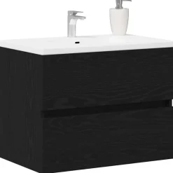 vidaXL Meuble de Lavabo de Salle de Bain Chêne noir 60 x 38,5 x 45 cm