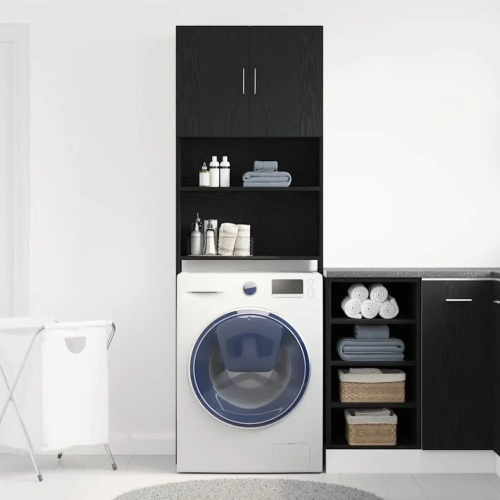 vidaXL Meuble de machine à laver chêne noir 64x24x190 cm