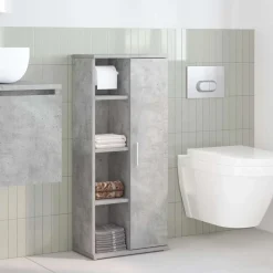 Ensembles De Meubles-vidaXL Meuble de salle de bain avec porte-rouleau Gris béton