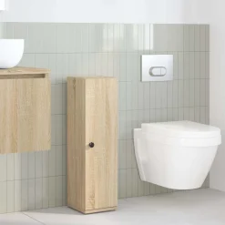 vidaXL Meuble de salle de bain avec porte-rouleau chêne sonoma