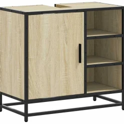 vidaXL Meuble de salle de bain avec lavabo Chêne Sonoma 65 x 33 x 60 cm Bois d'ingénierie