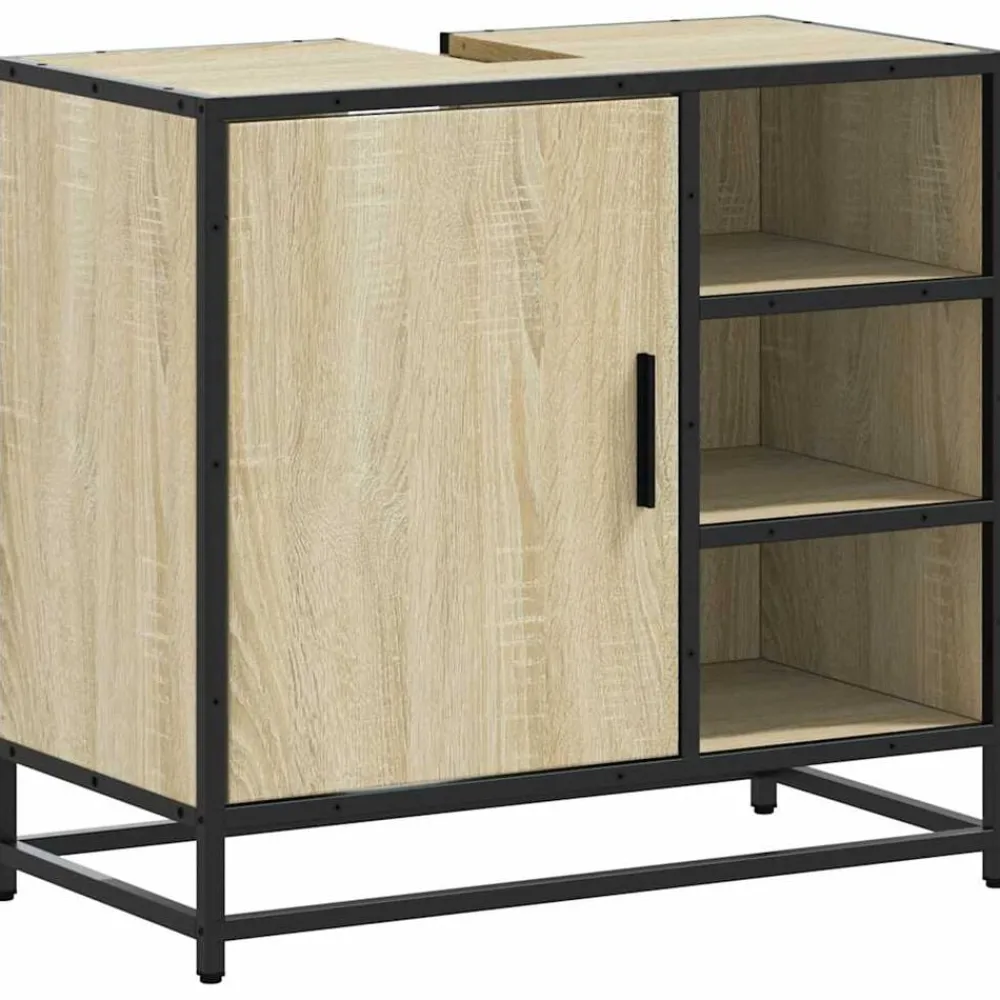 vidaXL Meuble de salle de bain avec lavabo Chêne Sonoma 65 x 33 x 60 cm Bois d'ingénierie