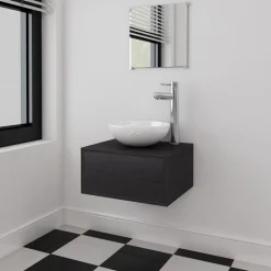 vidaXL Meuble de salle de bain 4 pcs avec lavabo et robinet