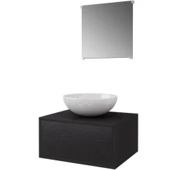 vidaXL Meuble de salle de bain 4 pcs avec lavabo et robinet