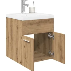 vidaXL Meuble lavabo avec bassin et robinet intégrés chêne artisanal