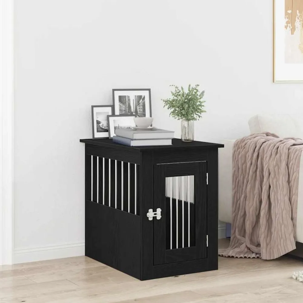 Articles Pour Animaux De Compagnie-vidaXL Meuble pour cage à chien en chêne noir 45 x 62 x 59 cm Bois d'ingénierie Chêne noir