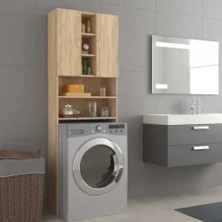 vidaXL Meuble pour machine à laver Chêne sonoma 64x25,5x190 cm