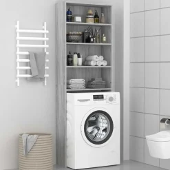 Accessoires Pour Appareils Électroménagers-vidaXL Meuble pour machine à laver 64x24x190 cm Sonoma gris