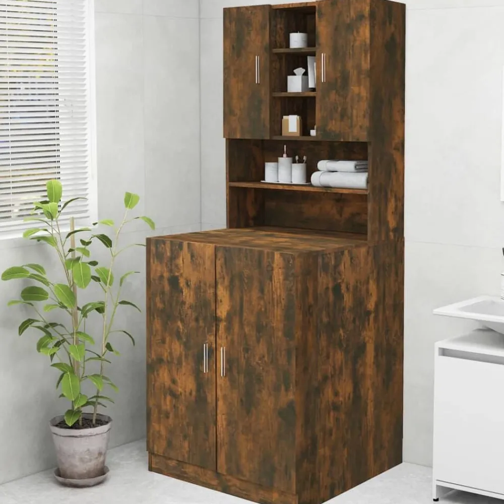 vidaXL Meuble pour machine à laver Chêne fumé 70,5x25,5x90 cm