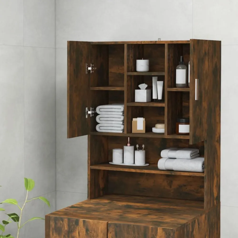 vidaXL Meuble pour machine à laver Chêne fumé 70,5x25,5x90 cm