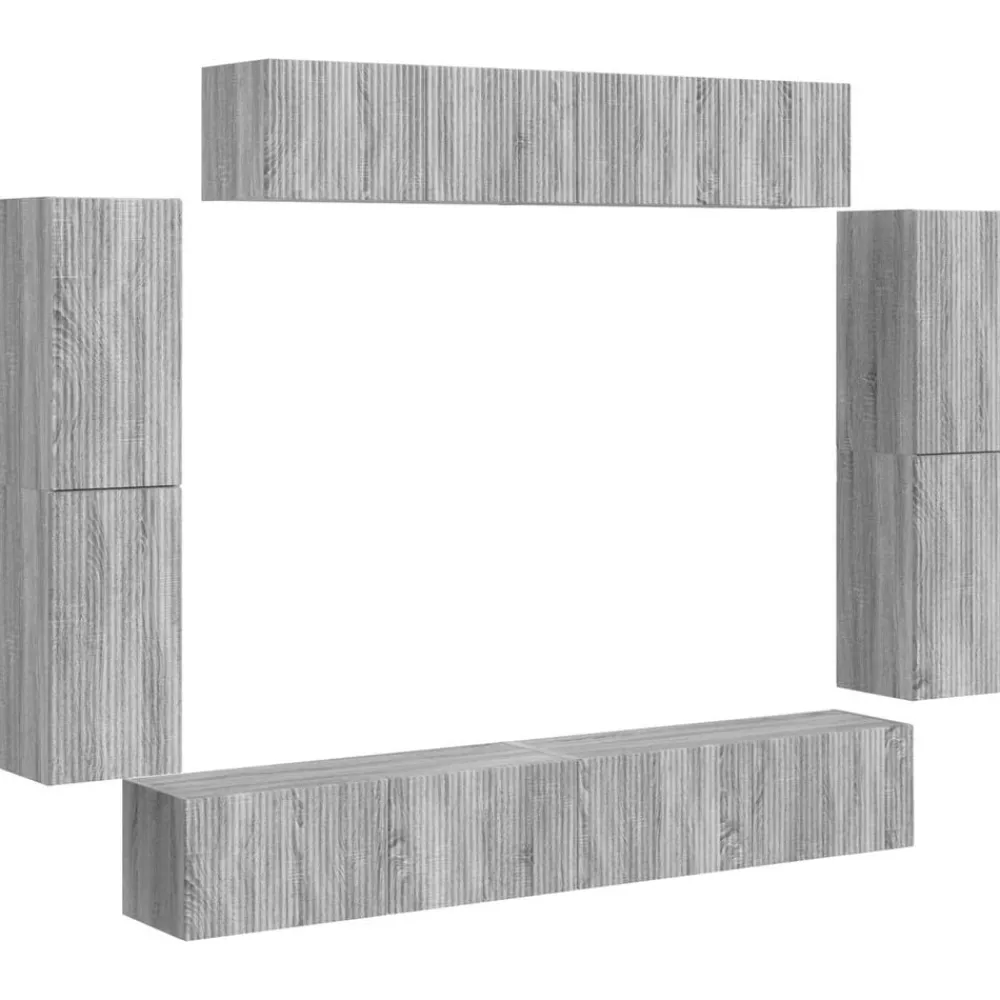 vidaXL Meuble TV 8 pcs Gris Sonoma