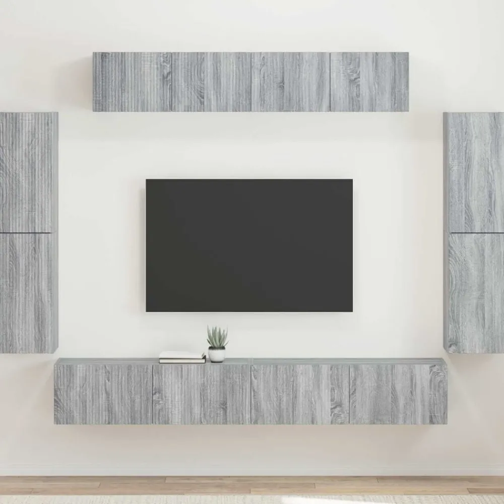 vidaXL Meuble TV 8 pcs Gris Sonoma