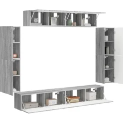 vidaXL Meuble TV 8 pcs Gris Sonoma