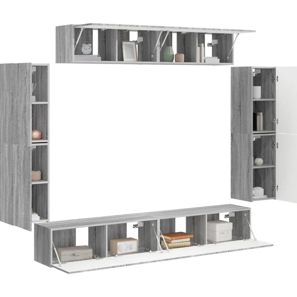 vidaXL Meuble TV 8 pcs Gris Sonoma