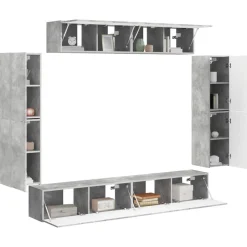 Meubles Tv-vidaXL Meuble TV 8 pcs Gris béton