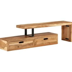 vidaXL Meuble TV (118-200) x 30 x 40 cm Bois massif d'acacia