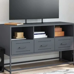 Meubles Tv-vidaXL Meuble TV 100,5x39x60,5 cm acier Anthracite