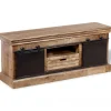 vidaXL Meuble TV avec 2 portes coulissantes Bois de manguier massif