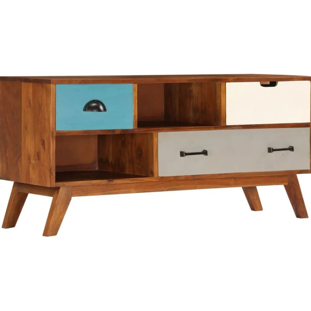 vidaXL Meuble TV avec 3 tiroirs 110x35x50 cm Bois d'acacia solide