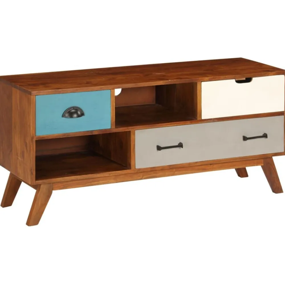 vidaXL Meuble TV avec 3 tiroirs 110x35x50 cm Bois d'acacia solide