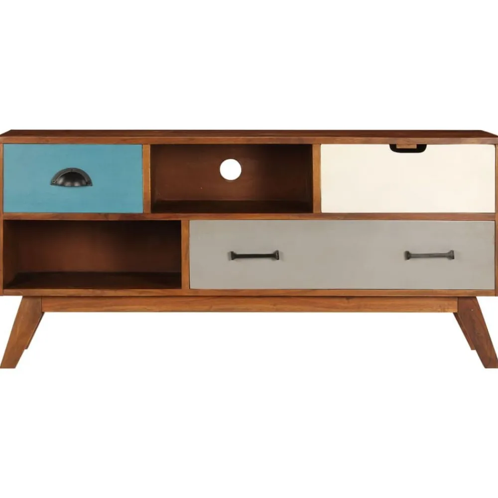 vidaXL Meuble TV avec 3 tiroirs 110x35x50 cm Bois d'acacia solide