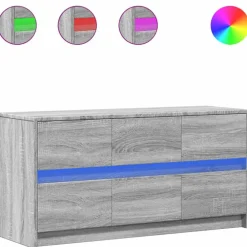 Meubles Tv-vidaXL Meuble TV avec LED 100x34x50 cm bois d'ingénierie Sonoma gris