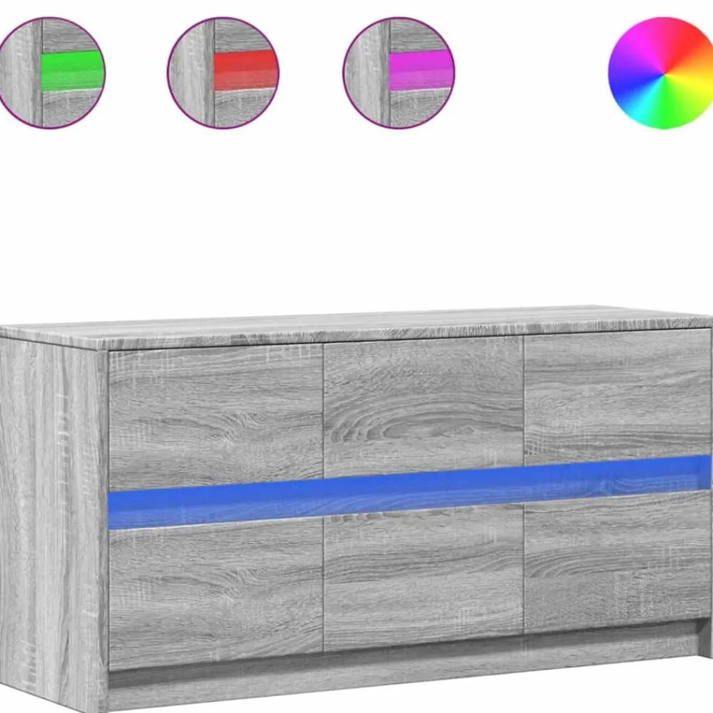 Meubles Tv-vidaXL Meuble TV avec LED 100x34x50 cm bois d'ingénierie Sonoma gris