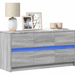 Meubles Tv-vidaXL Meuble TV avec LED 100x34x50 cm bois d'ingénierie Sonoma gris