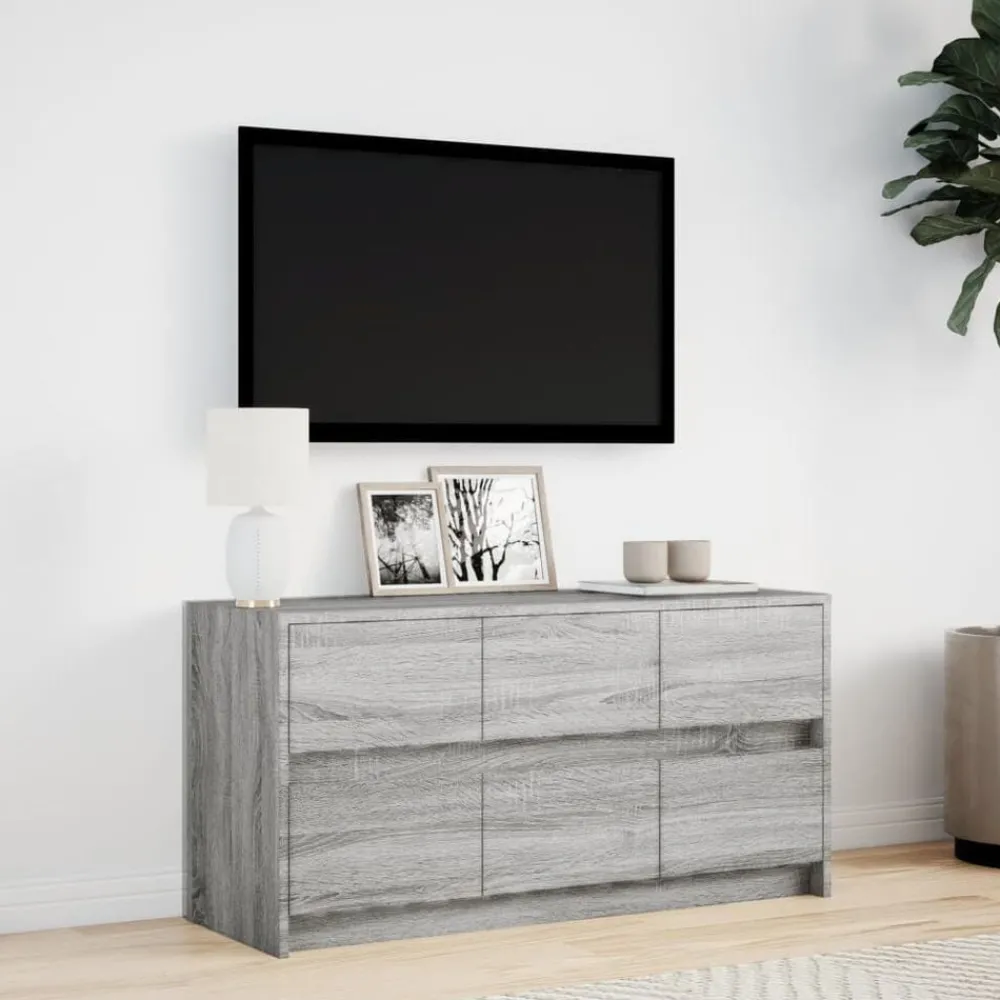 Meubles Tv-vidaXL Meuble TV avec LED 100x34x50 cm bois d'ingénierie Sonoma gris