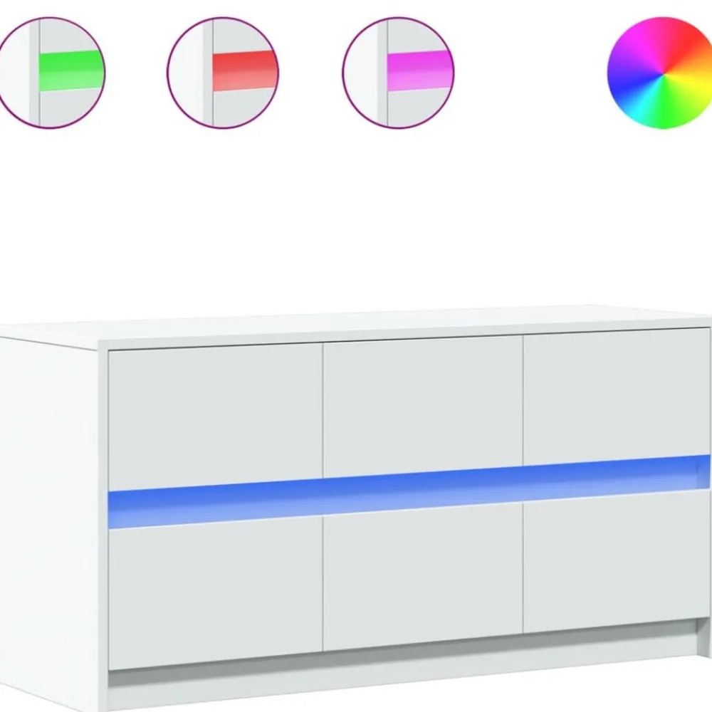 vidaXL Meuble TV avec LED 100x34x50 cm bois d'ingénierie