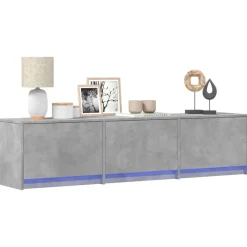 vidaXL Meuble TV avec LED Béton 165 x 34 x 40 cm Bois d'ingénierie