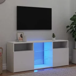 Meubles Tv-vidaXL Meuble TV avec lumières LED 120x30x50 cm Blanc