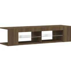 Meubles Tv-vidaXL Meuble TV avec lumières LED chêne marron 135x39x30 cm Ch&ecirc;ne marron