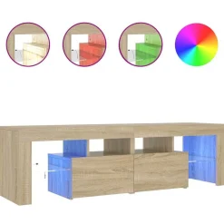vidaXL Meuble TV avec lumières LED Chêne sonoma 140x36,5x40 cm