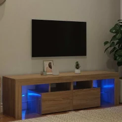 vidaXL Meuble TV avec lumières LED Chêne sonoma 140x36,5x40 cm