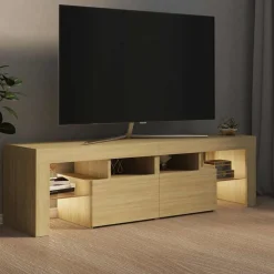 vidaXL Meuble TV avec lumières LED Chêne sonoma 140x36,5x40 cm