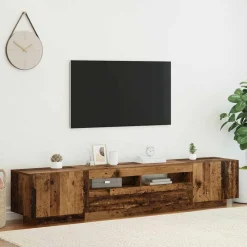 Meubles Tv-vidaXL Meuble TV avec lumières LED bois d'ingénierie Vieux bois