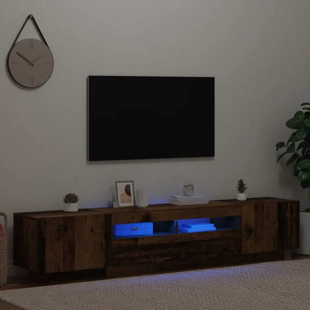 Meubles Tv-vidaXL Meuble TV avec lumières LED bois d'ingénierie Vieux bois